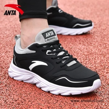 New light shock absorption sports black leather waterproof commuter walking shoes